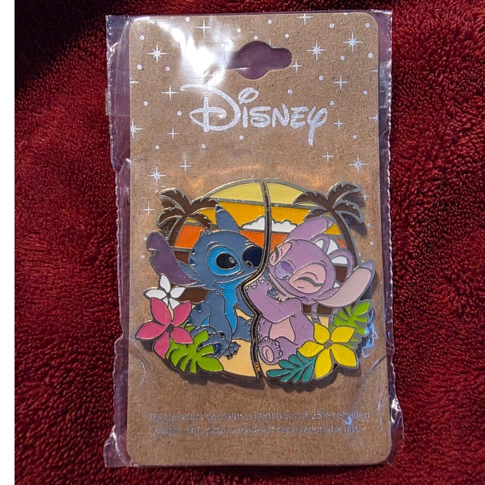 Disney Lilo & Stitch Angel & Stitch Sunset Beach Enamel Pin Set
